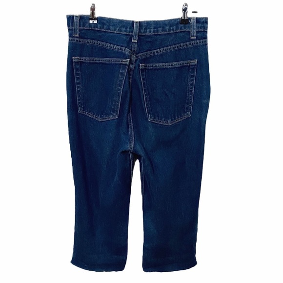 American APPAREL HIGH WAISTED RAW CROPPED HEM DENIM JEANS - 31 - Picture 2 of 8